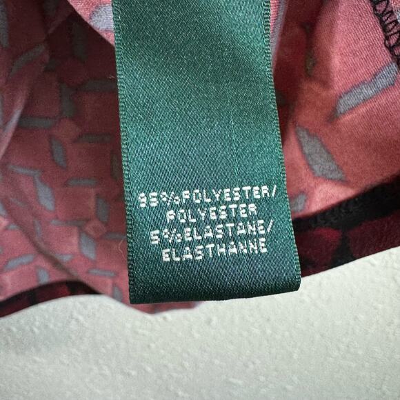 Lauren Ralph Lauren Red Black 3/4 Sleeve Faux Wrap Stretchy Jersey Knit Dress 4 - Picture 7 of 8